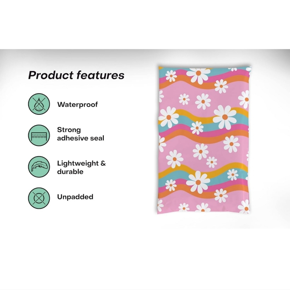 20 6x9 Groovy Daisy Polymailers